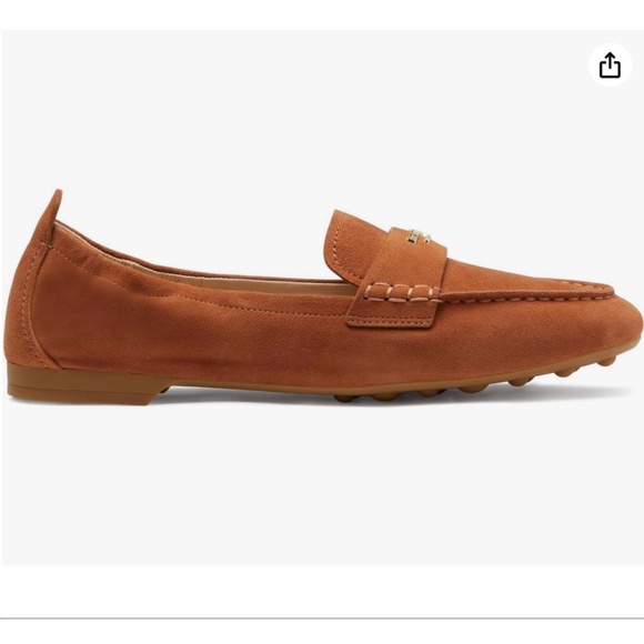 Kate Spade Eliza Sandlewood Suede Loafer Brown Tan Leather Almond Toe Flat Shoes - Picture 5 of 14